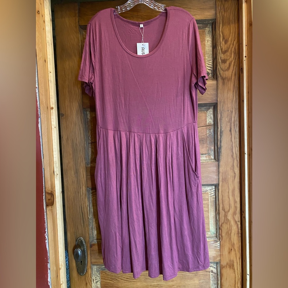 Women’s Mauve Midi Dress with Pockets